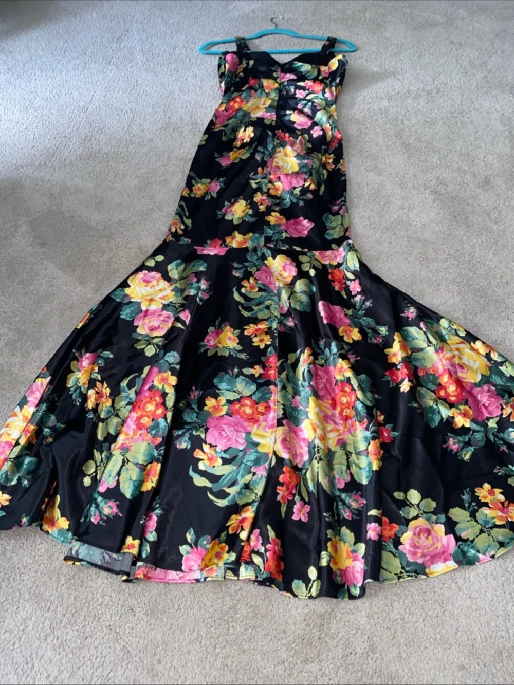 Jump Apparel Prom Gown  Dress 7/8 Black Floral Multi Colored - Picture 14 of 16